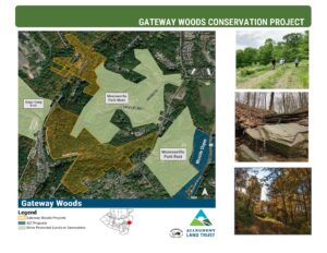 Map of the 124-acre Gateway Woods conservation project located in the Municipality of Monroeville, adjacent to Pitcairn Borough, and visible from Turtle Creek Valley communities.