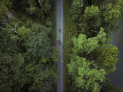 An aerial view of Dead Man's Hollow along the Great Allegheny Passage.
